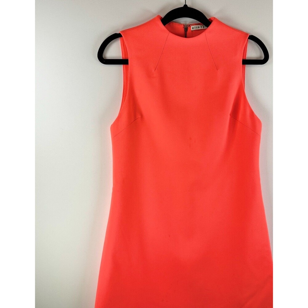 Alice Olivia Womens Dress Neon Coley Shift Crewneck Mini A Line Zip Back Size 2 - Picture 5 of 11